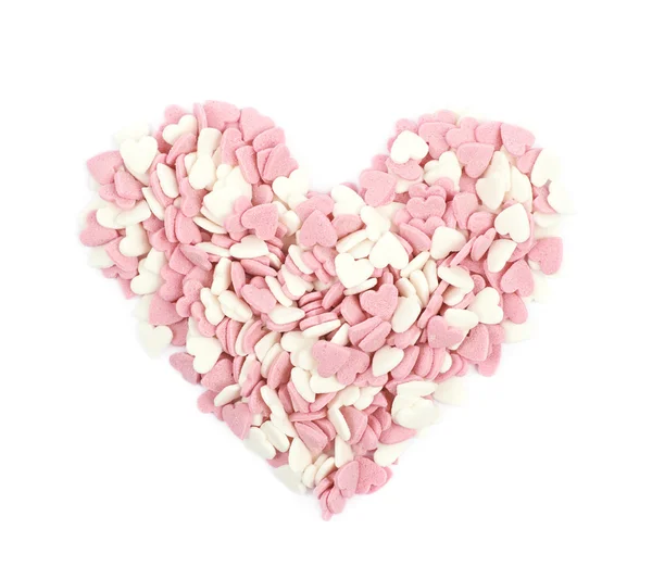 Heart shape made of sprinkles isolated — Stock Photo, Image