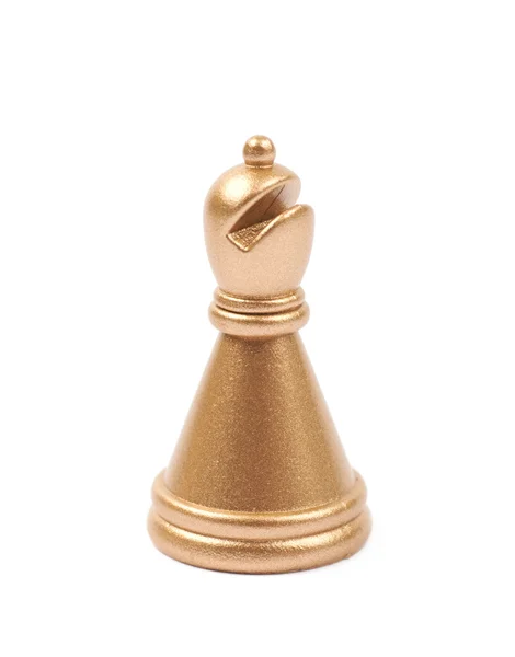 Bispo dourado figura de xadrez isolado — Fotografia de Stock