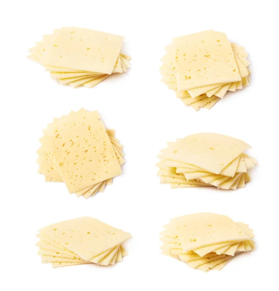 Pile of cheese slices isolated — Stock Photo, Image