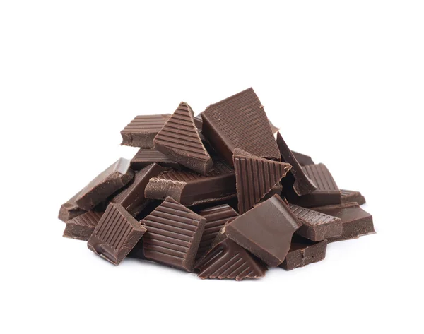 Pile de morceaux de barres de chocolat isolés — Photo