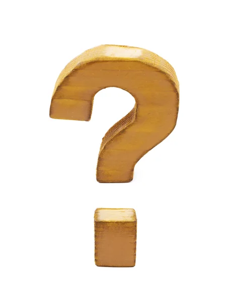 Wooden question mark isolated — Stock Photo, Image