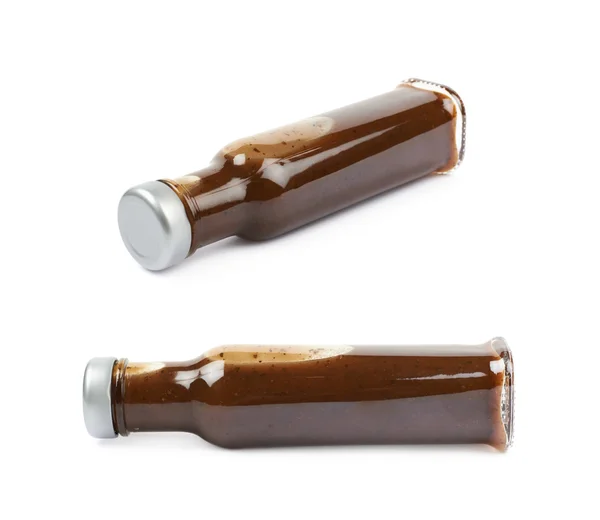 Fles van barbecue saus geïsoleerd — Stockfoto