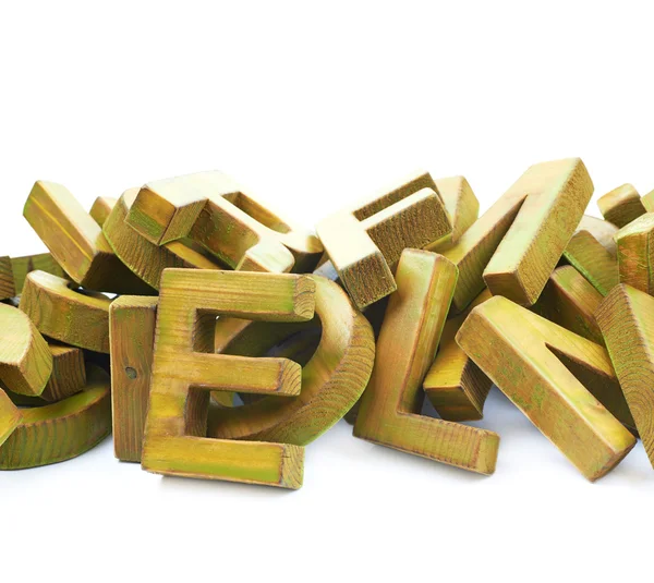 Mucchio di lettere di legno dipinte — Foto Stock