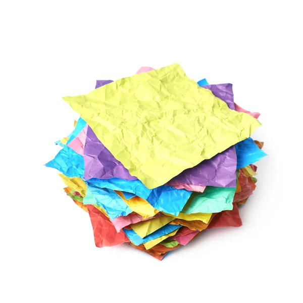 Pile of crumpled paper sheets isolated — Stock Photo, Image