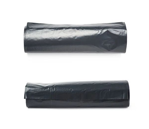 Kosza czarna torba roll na białym tle — Zdjęcie stockowe