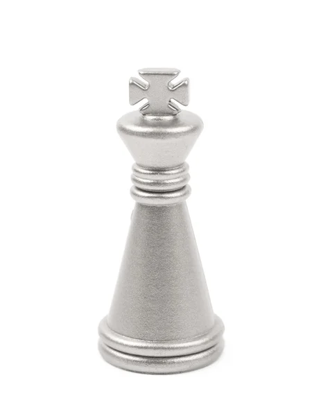 Zilveren koning schaak figuur geïsoleerd — Stockfoto