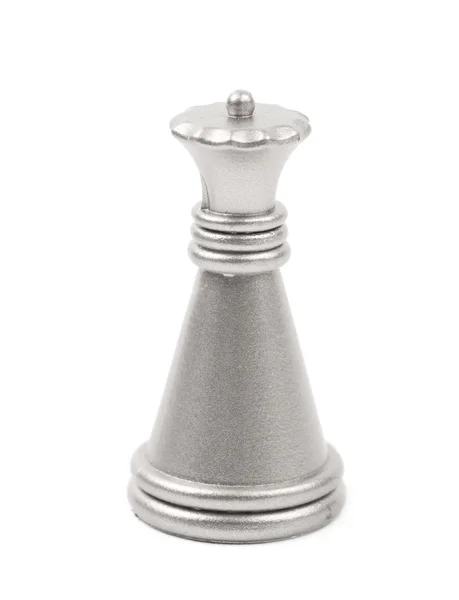 Rainha prata figura de xadrez isolado — Fotografia de Stock