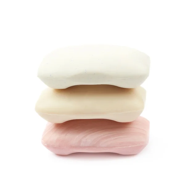 Tři kusy mýdla, samostatný — Stock fotografie