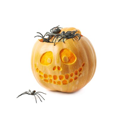 İzole gülümseyen Jack-O-Lantern kabak