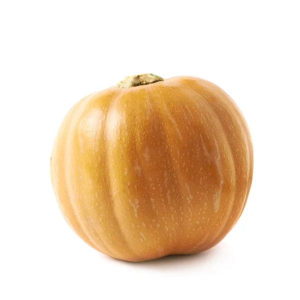 Pojedynczy dojrzałe pumpking pomarańczowy na białym tle — Zdjęcie stockowe