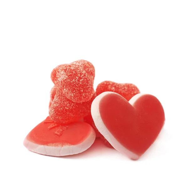 Haufen roter Bonbons isoliert — Stockfoto