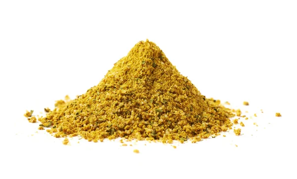 Pile of yellow curry seasoning isolated — Stock Photo, Image