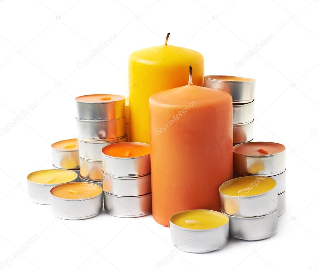 Tealight and candle composition isolated