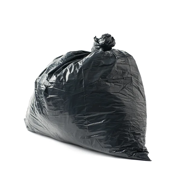 Closed black garbage bag isolated — Stock Photo, Image