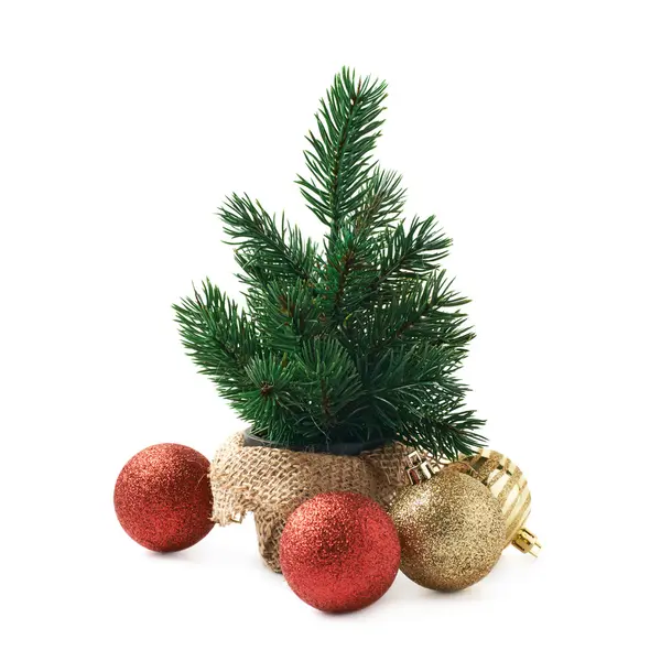 Pequeño árbol de navidad composición aislada — Foto de Stock