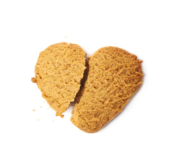 Heart shaped broken cookie isolated — Stock Photo, Image