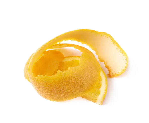 Plasterek pomarańczy i skórki na białym tle — Zdjęcie stockowe