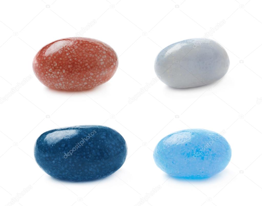 Single jelly bean candy isolated