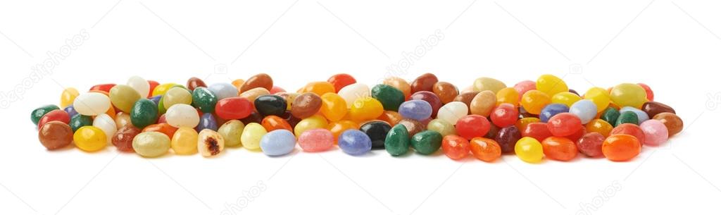 Line made of jelly beans isolated