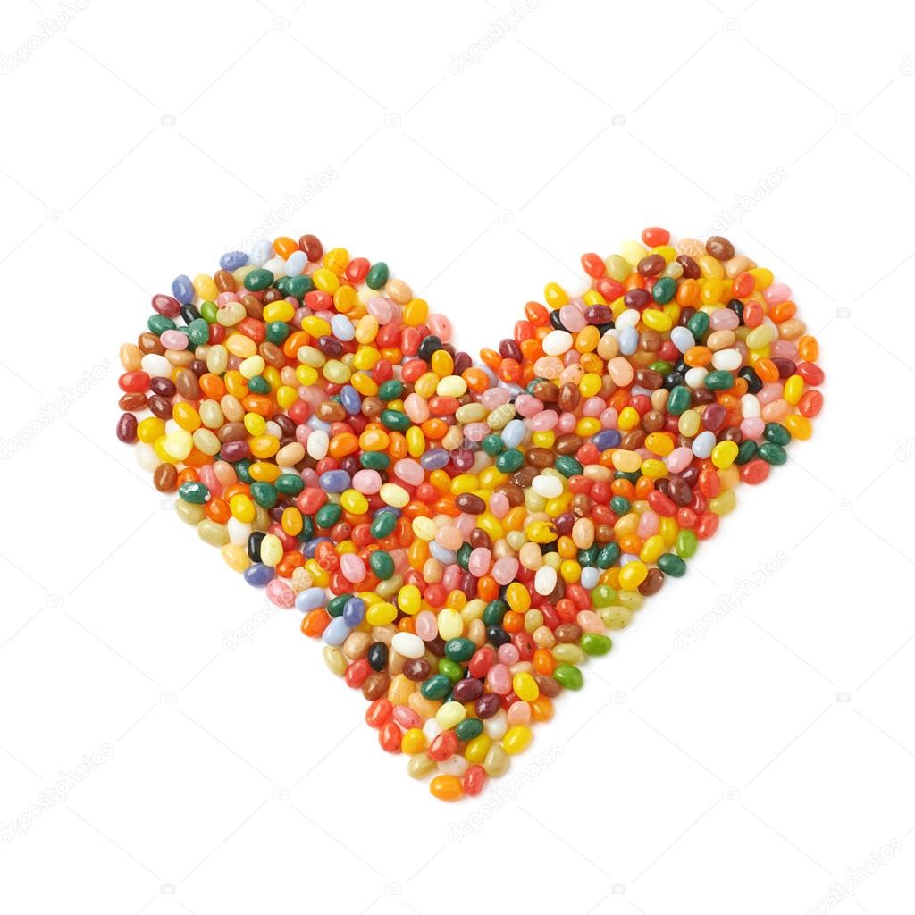 Heart shape made of jelly beans