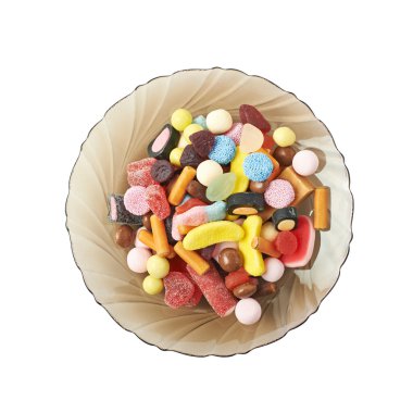 Cam levha izole şekerler tam