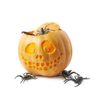 İzole gülümseyen Jack-O-Lantern kabak