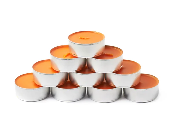 Vela de cera de parafina Tealight aislada — Foto de Stock