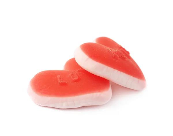 Heart shaped chewing candy isolated — Stock Photo, Image