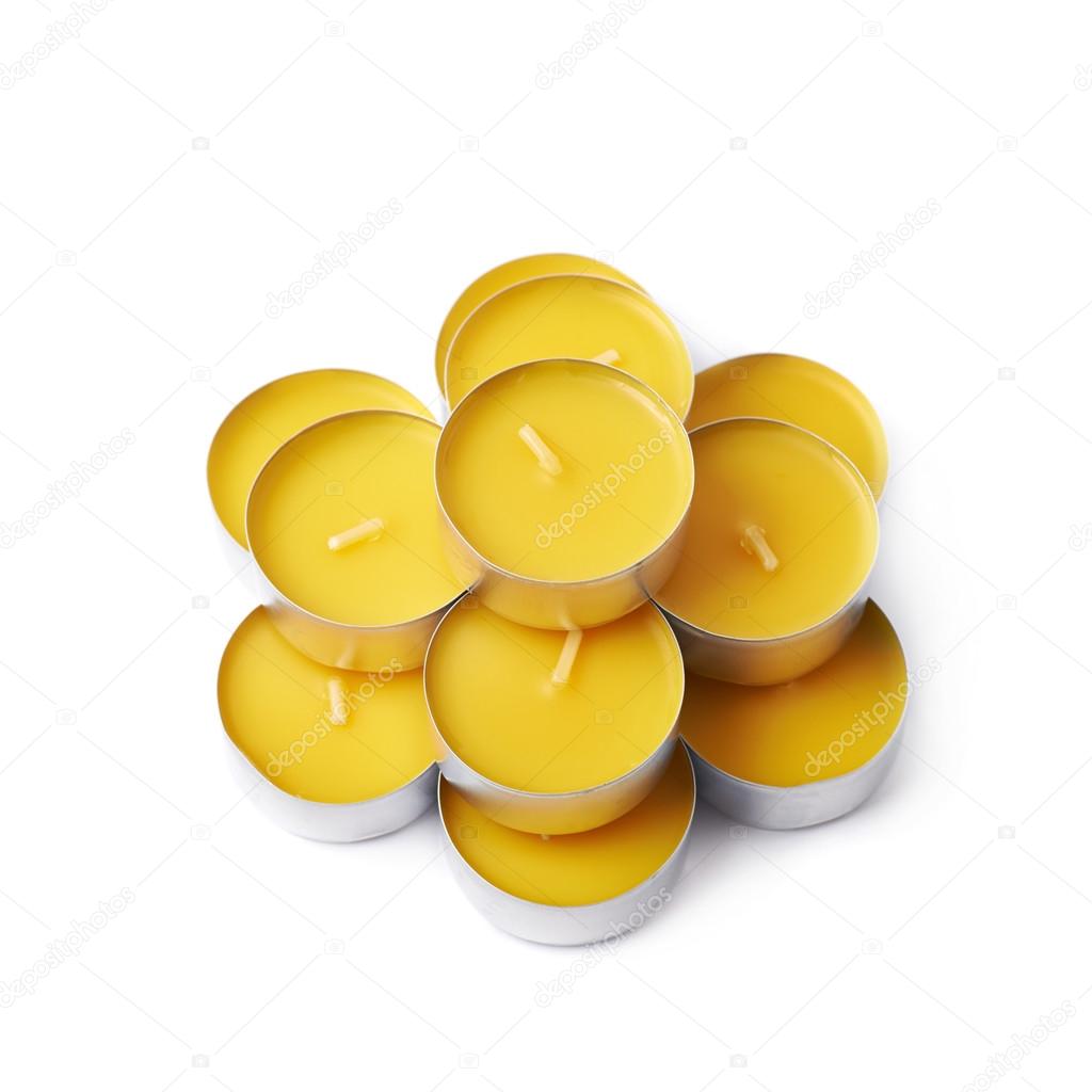 Tealight paraffin wax candle isolated