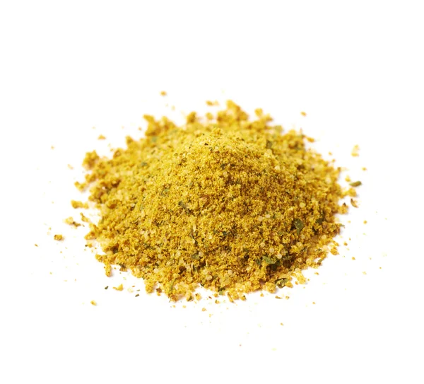 Pile of yellow curry seasoning isolated — Stock Photo, Image