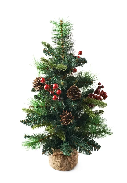 Kleine kunstmatige kerstboom geïsoleerd — Stockfoto