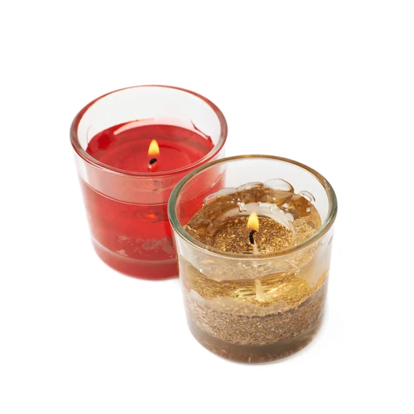 Red and golden gel candles isolated — Stock Photo, Image