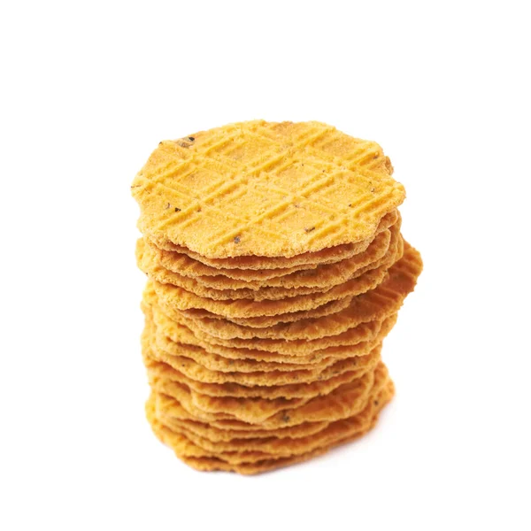 Stapel van platte cookies geïsoleerd — Stockfoto