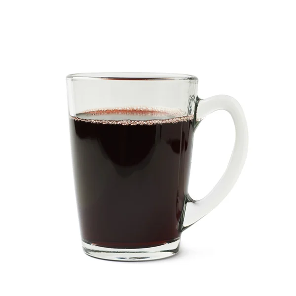 Caneca de vidro preenchida com vinho quente isolado — Fotografia de Stock