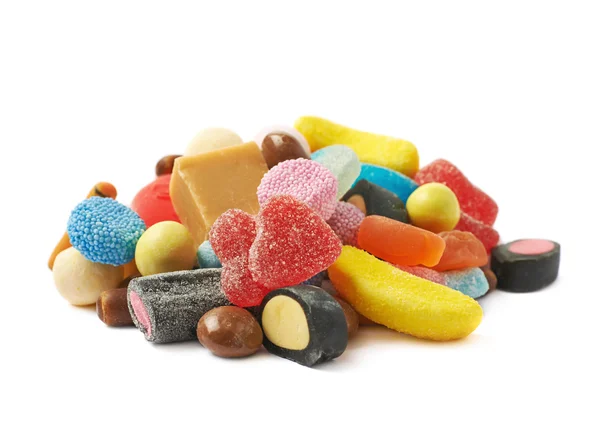 Pilha de vários doces diferentes isolados — Fotografia de Stock