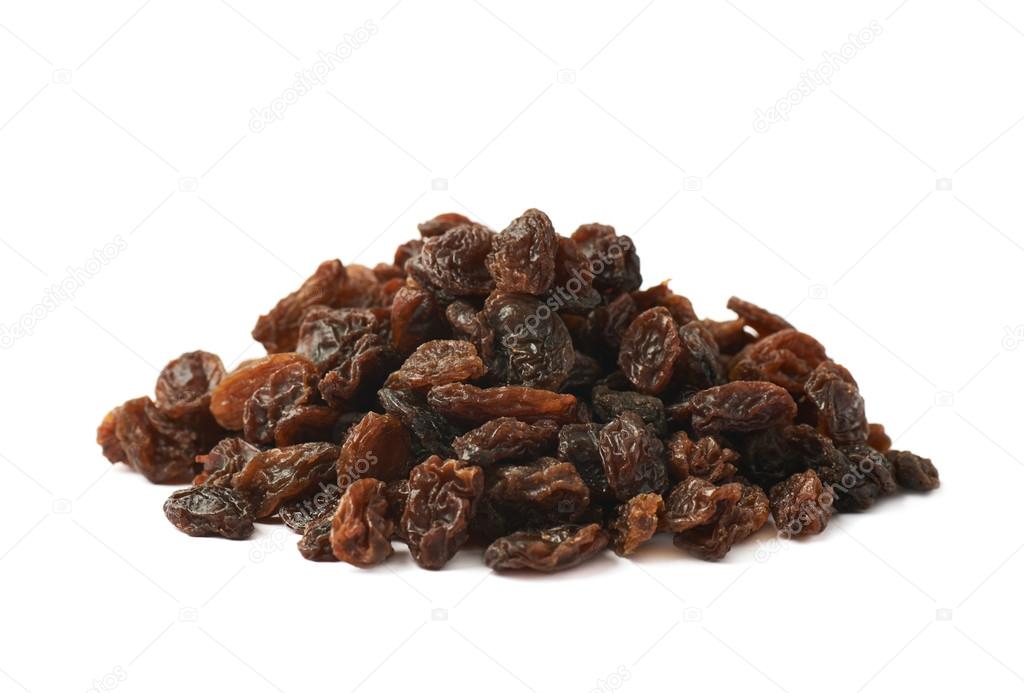 Pile of raisins isolated