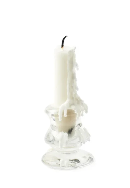 Vela quemada en candelabro aislado — Foto de Stock