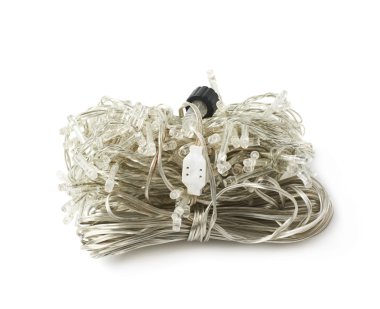 İzole katlanmış ışık garland rulo