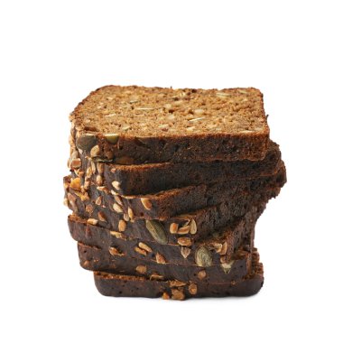 Siyah ekmek dilimleri yığın izole