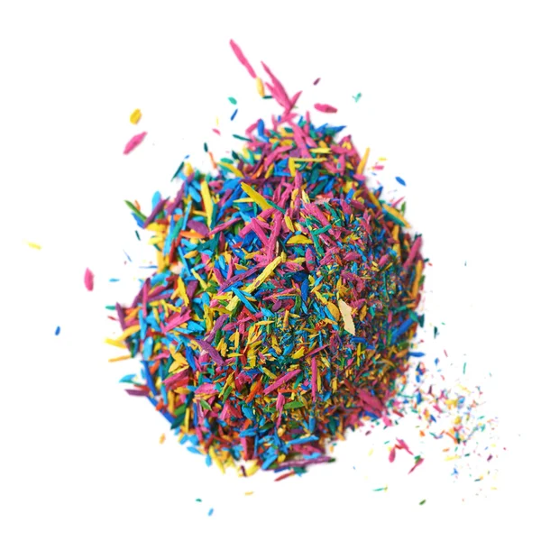 Pile of pencils graphite chips shavings isolated — Stock Photo, Image