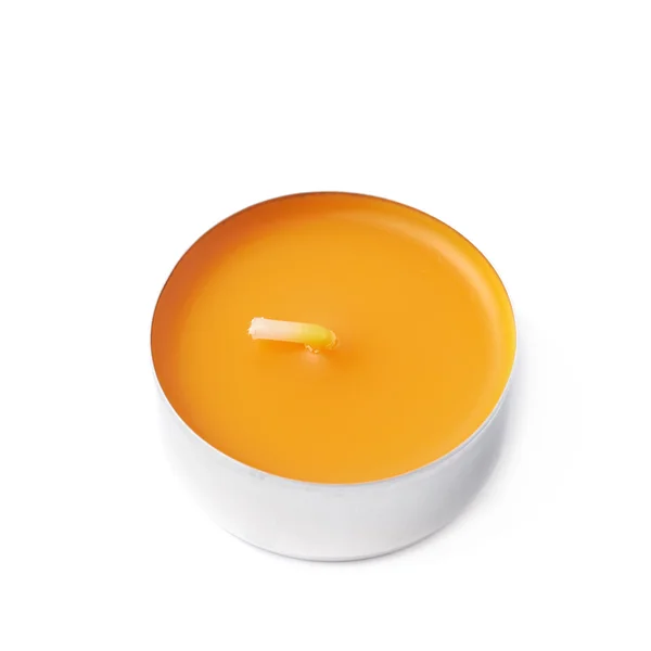 Tealight paraffin viasz gyertyát elszigetelt — Stock Fotó