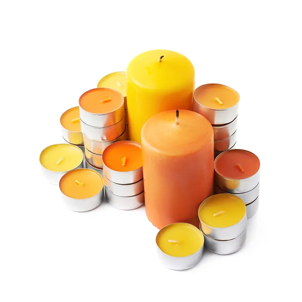 Tealight y composición de velas aisladas —  Fotos de Stock