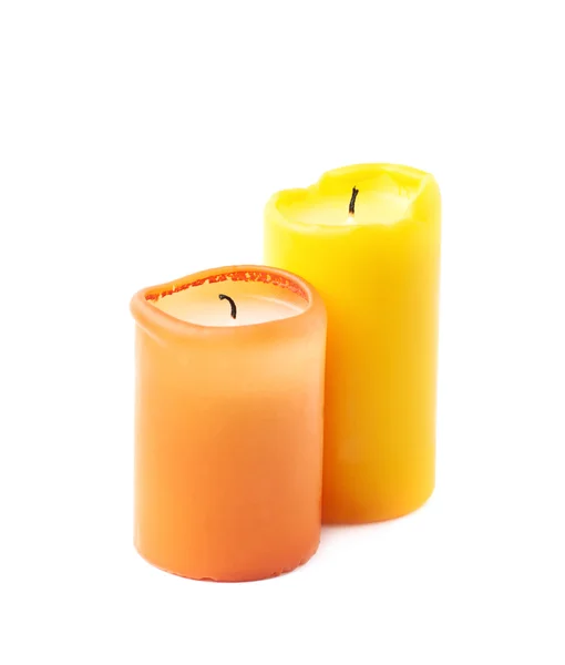 Pareja de velas amarillas y naranjas —  Fotos de Stock