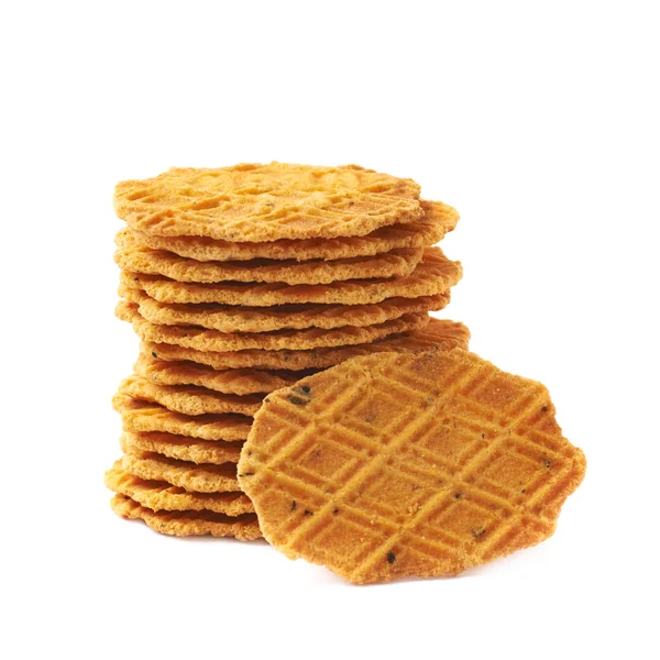 Stack of flat cookies isolated — Stock Photo, Image