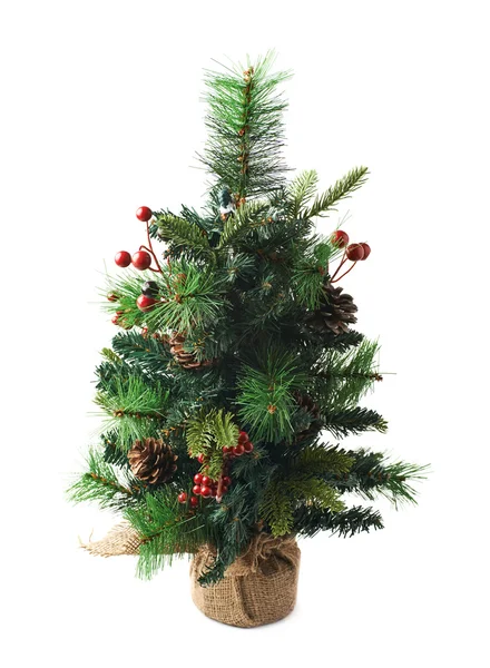 Kleine kunstmatige kerstboom geïsoleerd — Stockfoto