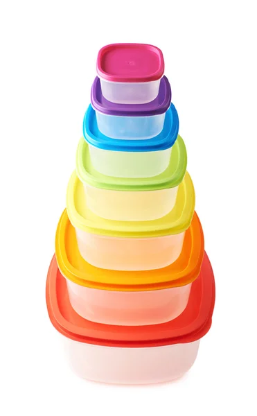 Pyramid of food containers isolated — Stock Photo, Image