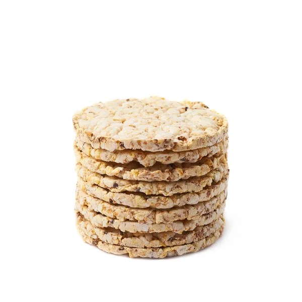 Pile of diet rice crackers isolated — Stock Photo, Image