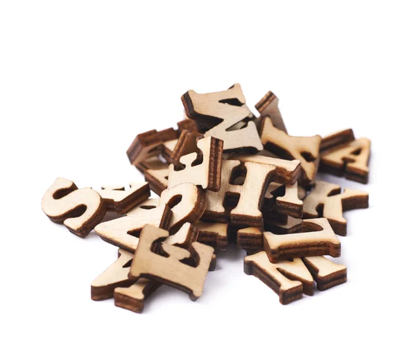 Mucchio di lettere di legno isolato — Foto Stock