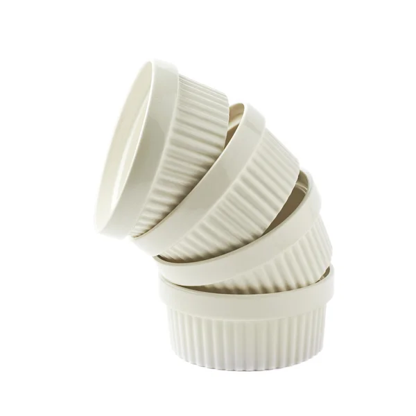 Porcelain souffle ramekin dish isolated — Stock Photo, Image