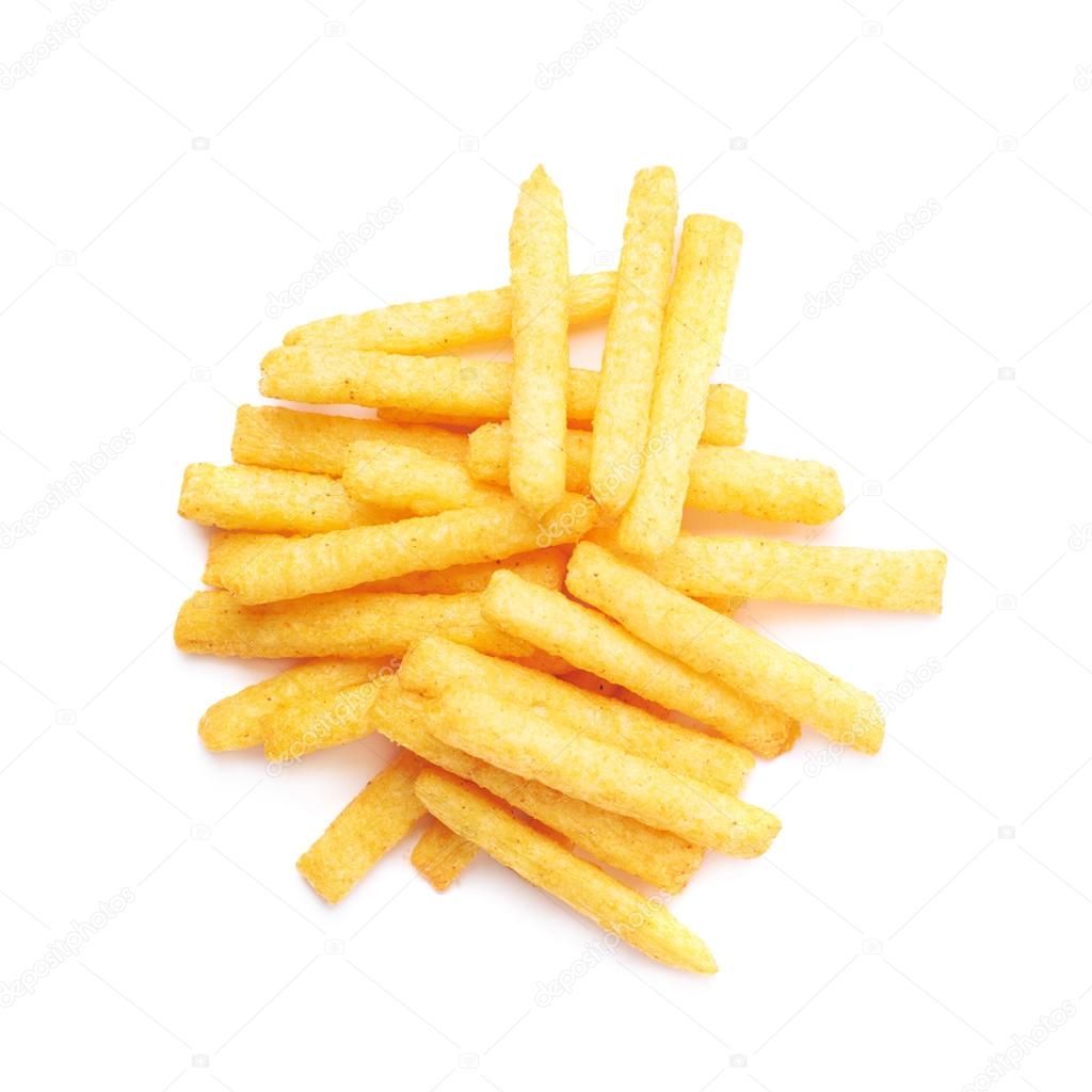 Cheese puff sticks isolated
